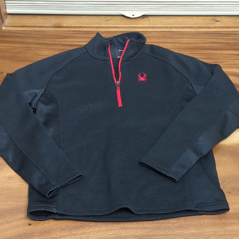 Spyder Men’s Black & Red Quarter Zip Sweater M